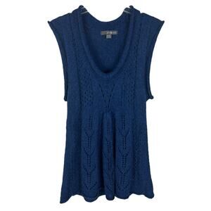 Forever 21 Y2K Navy Blue Mohair Blend Babydoll Sleeveless Sweater Dress M